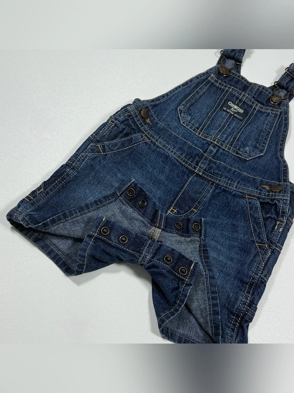 OshKosh B’gosh Boys 18M Denim Shortalls Blue Cotton Overalls Shorts
